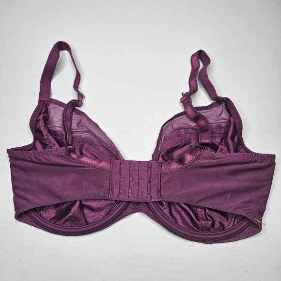 Chantelle 34H Purple Parisian Allure Plunge Bra Unlined Underwire c22310 - Picture 4 of 7